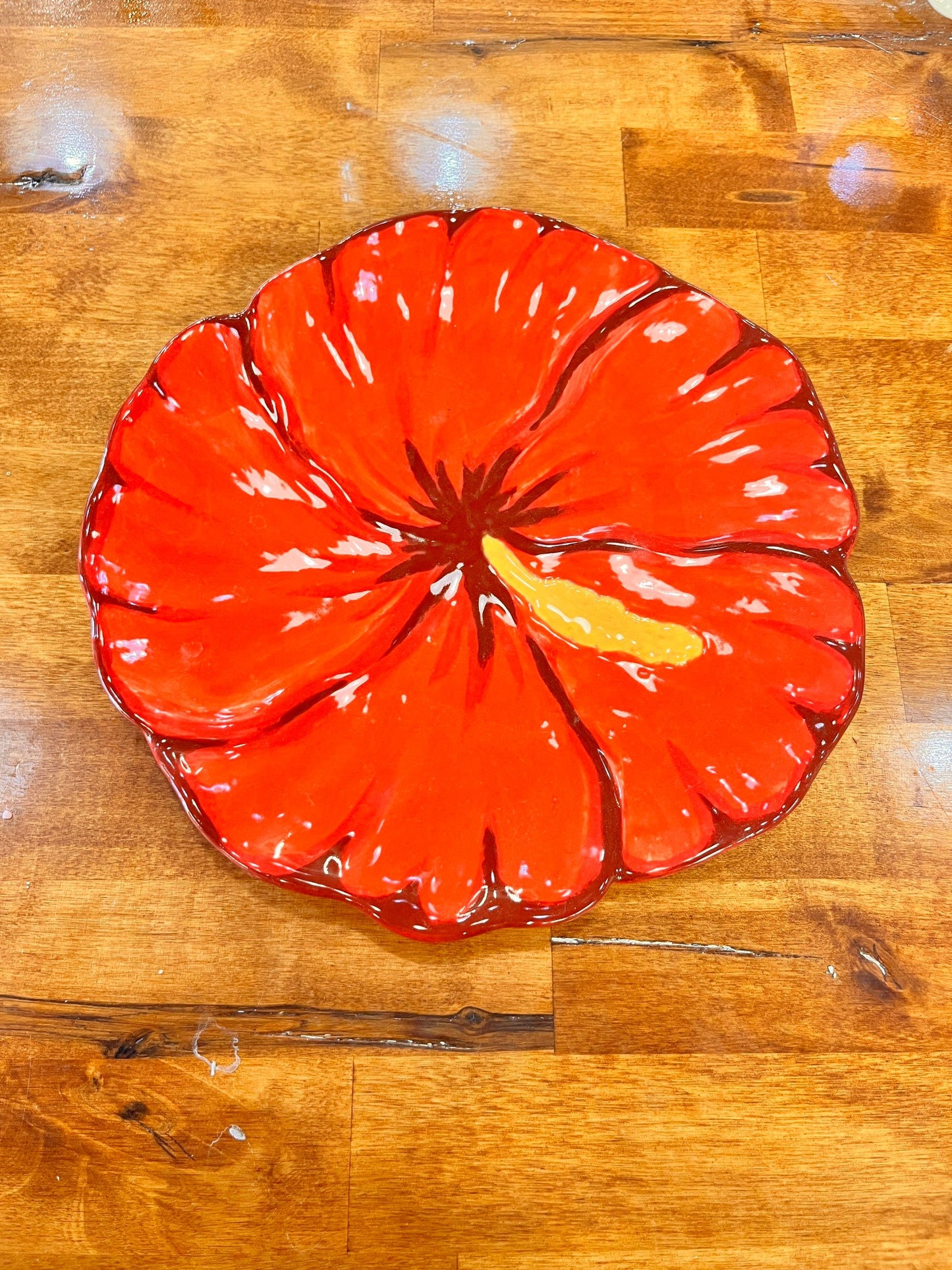Red Hibiscus Plate