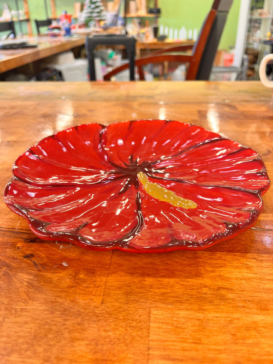Red Hibiscus Plate